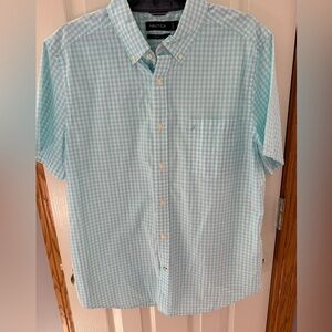 Nautica | Size Large | Men's Light Blue Checkered Short Sleeve Button Down Shirt